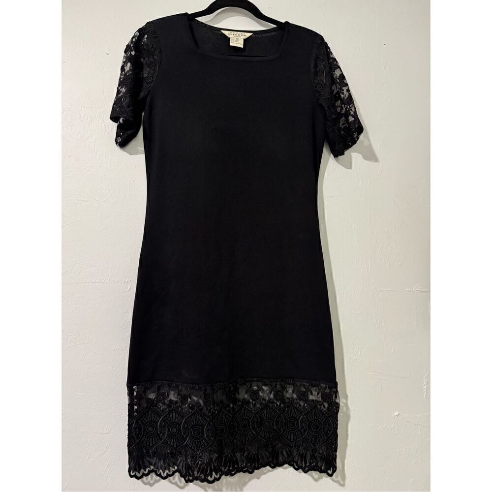 Misook black floral lace XSp dress